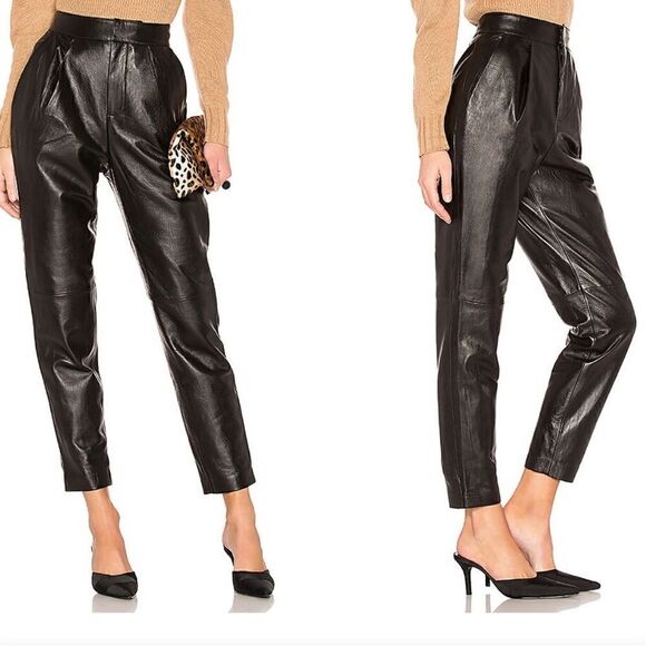 L’academie Bisous black leather high rise pants - Picture 1 of 9